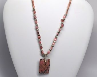 Rhodochrosite beaded necklace