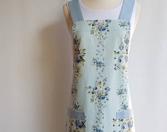 Cross Back Apron/Linen apron/Apron/Japanese style apron/cross fit apron/womens apron/work apron/pinafore apron/baker apron