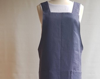 Cross Back Apron/Linen apron/Apron/Japanese style apron/cross fit apron/womens apron/work apron/pinafore apron/Pure linen apron/