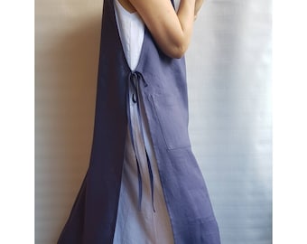 Handmade Linen Pinafore Apron, Full Coverage Slip-on Smock