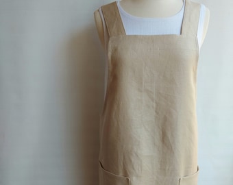 Linen Cross Back Apron/Pinafore apron/Japanese style apron/cross fit apron/womens apron/work apron/Pure linen apron/Apron/Linen apron