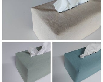 Reversible Linen Tissue Box Cover, Tissue Box Cover