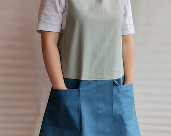 Cross back apron/Linen apron/Barista apron/Pottery apron/split leg apron/work apron/garden apron/florist apron/kitchen apron/pinafore apron