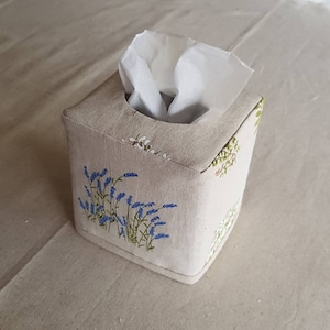 Reversible Linen Tissue Box Cover, Square Linen Tissue Box Cover