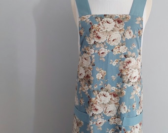 Cross Back Apron/Linen apron/Apron/Japanese style apron/cross fit apron/womens apron/work apron/pinafore apron/baker apron