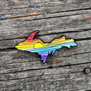 Upper Peninsula sunset enamel pin