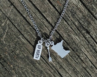 Up north charm necklace,  minnesota state necklace