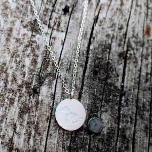 Great lakes engraving necklace