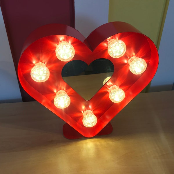 Lumière de coeur de marque avec des ampoules de forain de LED et centre de miroir de vanité en acier inoxydable