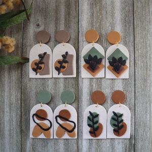 Boho Wall Art Print Inspired Polymer Clay Earrings, Gift for Her, Statement  earrings, Mother&#39;s Day Gift, Boho Style Handmade Hypoallergenic