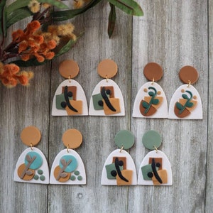 Wall Art Print Inspired Polymer Clay Earrings, Gift for Her, Statement earrings, Mother&#39;s Day Gift, Boho Style Handmade Hypoallergenic