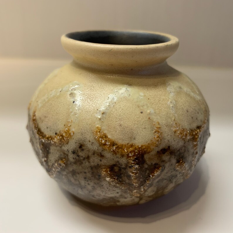 VEB Haldensleben -East German Pottery 8103 Modernist Cute little GDR Vase Mid Century Fat Lava