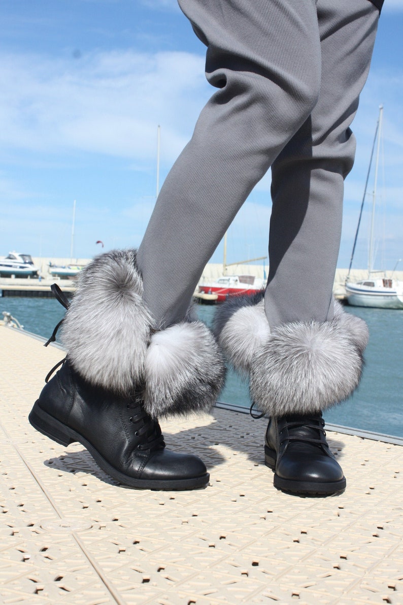 Women real fox fur decoratiom military ankle boots genuine leather fall autumn winter women snow boots hand made sneaker boots