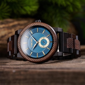 Engraved Wooden Watch for Men, Birthday Gift, Boyfriend Or Husband Gift, Personalized Gift, Anniversary Gift, Men&#39;s Personalized Wood Watch