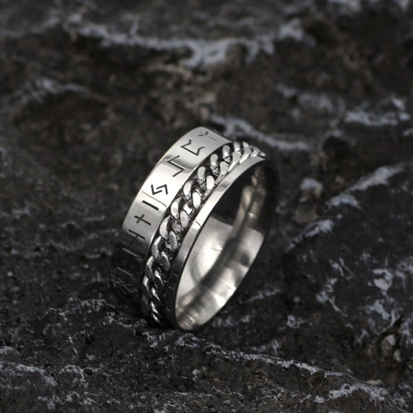 Norse Futhark Runes Stainless Steel Ring, Norse Jewelry, Asatru, Medieval Jewelry, Viking Ring, Runes Jewelry, Viking Ring, Norse Ring, Odin