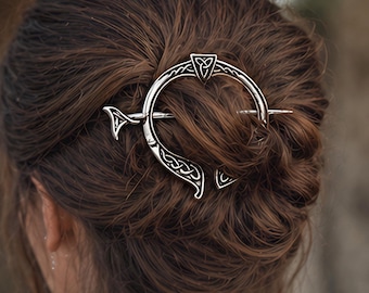 Noorse metalen haarspeld, Keltische knoop broche haarspeld, haaraccessoires, grote haarspeld, haarstok, cadeaus voor haar, Viking damessieraden