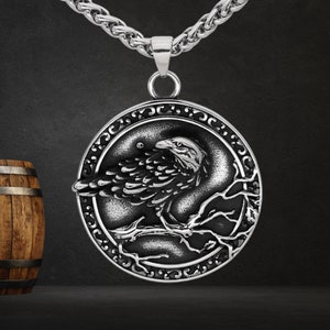 Norse Raven Stainless Steel Necklace, Odin's Ravens Hugin And Munin, Viking Necklace, Norse Necklace, Viking Jewelry, Norse Mythology, Odin