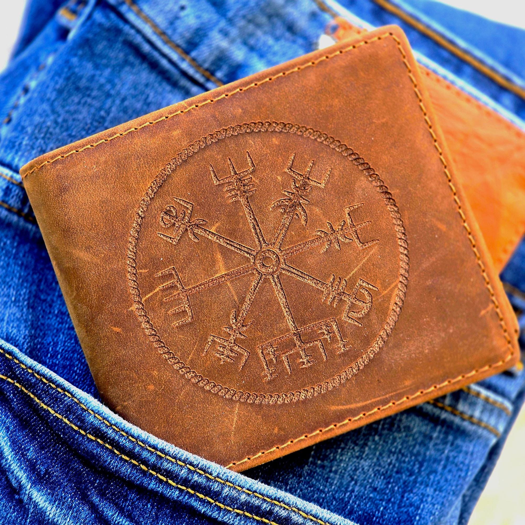 Personalized Viking Compass Leather Wallet, Birthday Gift, Viking Gifts ...