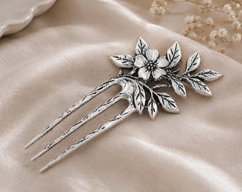 Bloemen metalen haarclip dames ontworpen voor dun haar, haarvork, Keltische haarstick, haaraccessoire, kerstcadeau voor haar, middeleeuwse haarspeld