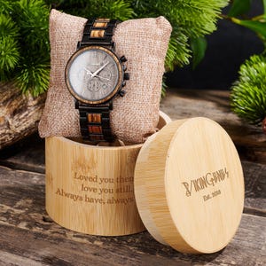 Engraved Wooden Watch For Men, Personalized Gift for Him, Anniversary Gift, Christmas Boyfriend Gift, Unique Men's Birthday Gift, Wood Watch Engrave Box Only