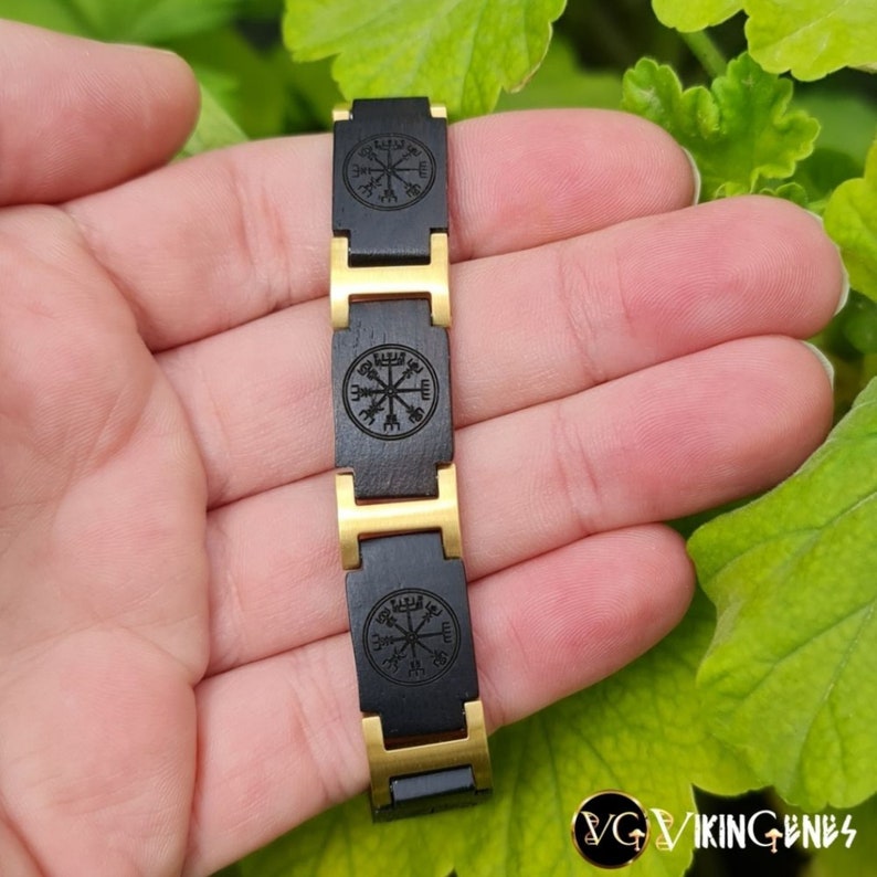Handmade Viking Compass Vegvisir Wooden Bracelet Viking Etsy