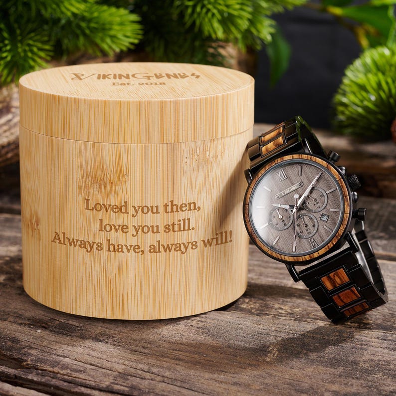 Engraved Wooden Watch For Men, Personalized Gift for Him, Anniversary Gift, Christmas Boyfriend Gift, Unique Men's Birthday Gift, Wood Watch image 8