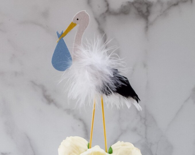 Stork Cake Topper, Baby Shower Cake Topper, Classic Baby Shower Decor