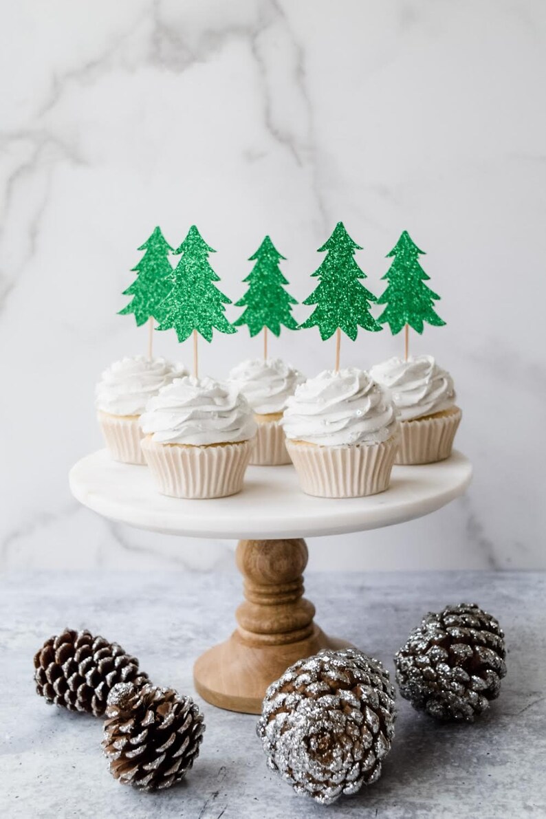 Christmas Tree Cupcake Toppers Christmas Party Supplies - Etsy