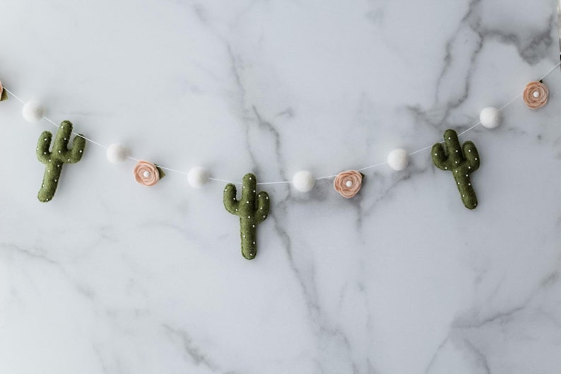 Cactus and Floral Felt Garland Southwest Cactus Garland Etsy
