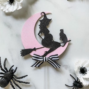 A Baby Is Brewing Cake Topper, Halloween Baby Shower Cake Topper, Halloween Baby Shower, Pregnant Witch Cake Topper, Halloween Shower Decor