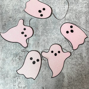 Modern Pastel Halloween Pink Ghost Banner, Boo Banner, A little Boo is on the Way, Kids Halloween party, Pastel Pink & Black Halloween decor