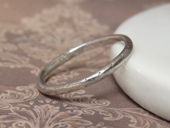 Edwardian Platinum Stackable Wedding Ring Band Vin