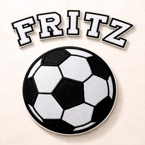 Set Fußball Zubehör für Schultüte 2 teiliges -Traditioneller Groß Fußball Applikation + Name Applikation |personalisiert Verschiedene Farben