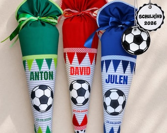 Complete Soccer School Cone Set Green/Red/Blue, Custom Name & Date and Cardboard Cone, Soccer Fans School Cone 70 cm, School Kid 2026