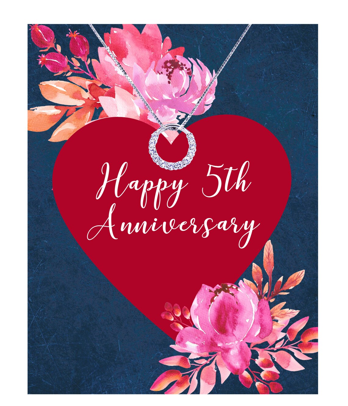 5th Wedding Anniversary Necklace Silver and Zircon Crown Etsy