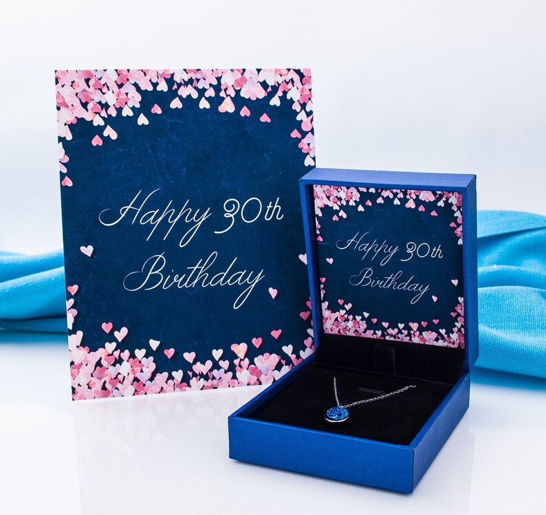 30th Birthday Gift for Her Silver and Blue Crystal Necklace Etsy