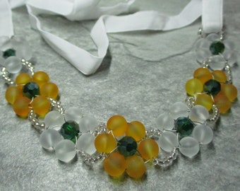 Collana Girocollo Donna Con Fiori Margherita Neri – Graziosa, Nuova, Made In UK
