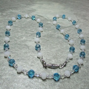 Blue Crystal and White Crystal Bead Necklace