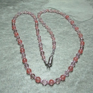 Watermelon Tourmaline And Crystal Necklace