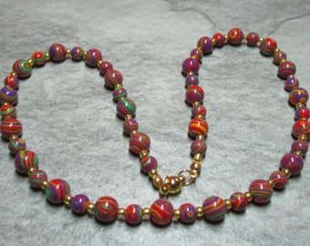 Amazing Rainbow Malachite Beaded Necklace