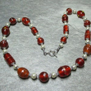 Golden Brown Coloured Bead And Pearl Necklace