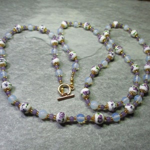 Necklaces Of Porcelain, Jade and Opalite Beads In Two Sizes. Mother And Daughter Necklaces?