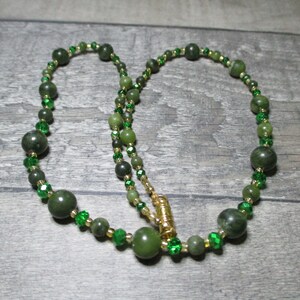 Green Jasper And Green Czech Crystal Beaded Necklace