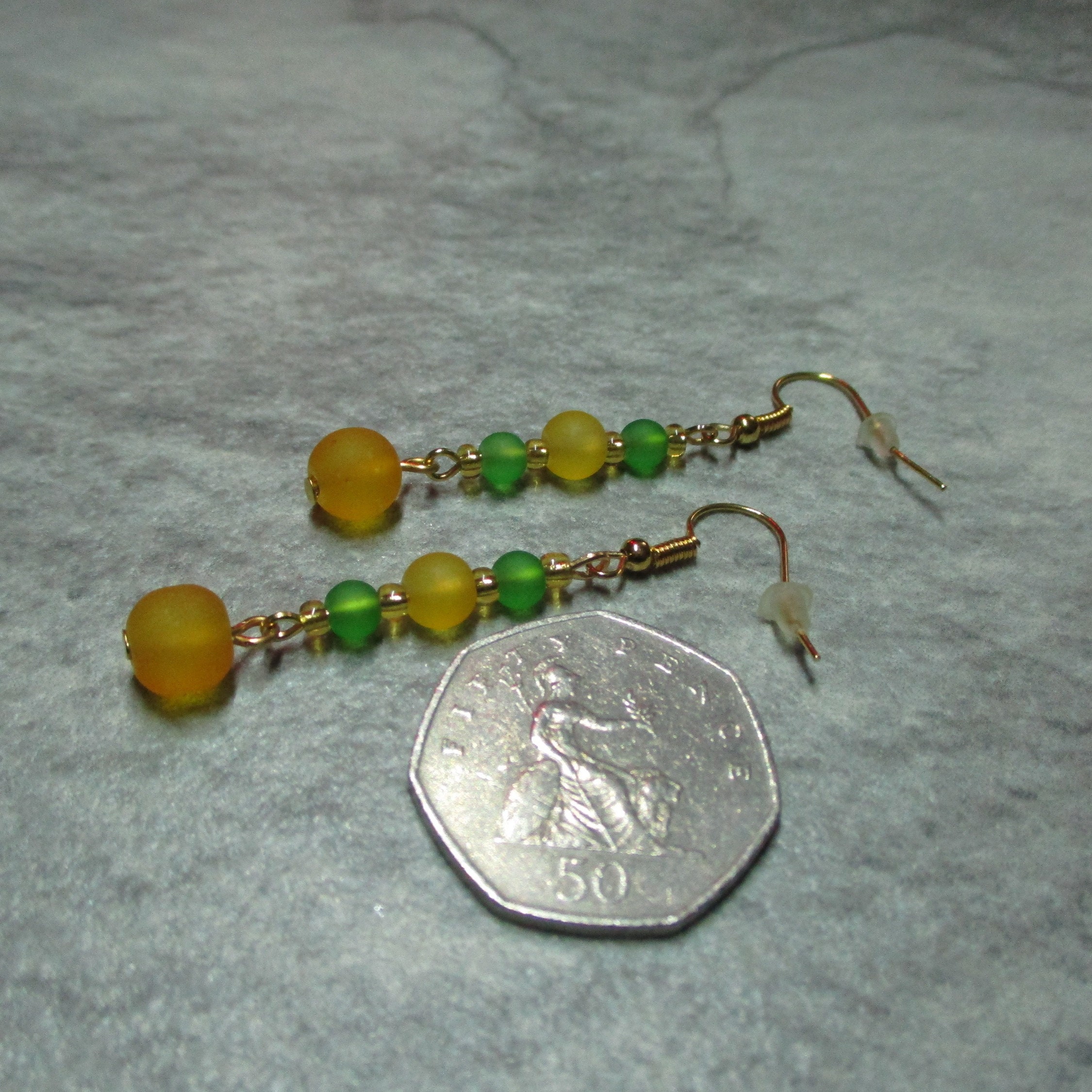 Longer Frosted Yellow and Green Bead Necklace - Etsy