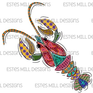 Sublimation design | Hand drawn | PNG digital download | Digital art | Louisiana | Mardi Gras | Funky Crawfish