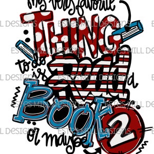 Sublimationsdesign | Handgezeichnet | PNG digitaler Download | Digitale Kunst | Seuss | Lese | Buch