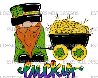 Sublimation design | Hand drawn | PNG digital download | Digital art | Lucky | Leprechaun | St. Patrick's Day