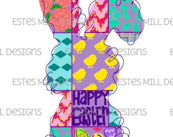 Sublimation design | Hand drawn | PNG digital download | Digital art | Easter | Bunny | Funky Patchwork