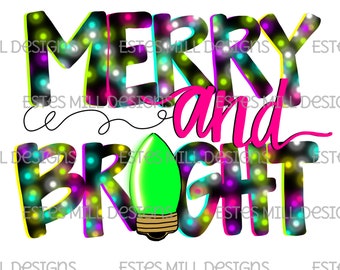 Diseño de sublimación / Dibujado a mano / Descarga digital PNG / Arte digital / Alegre y brillante / Navidad
