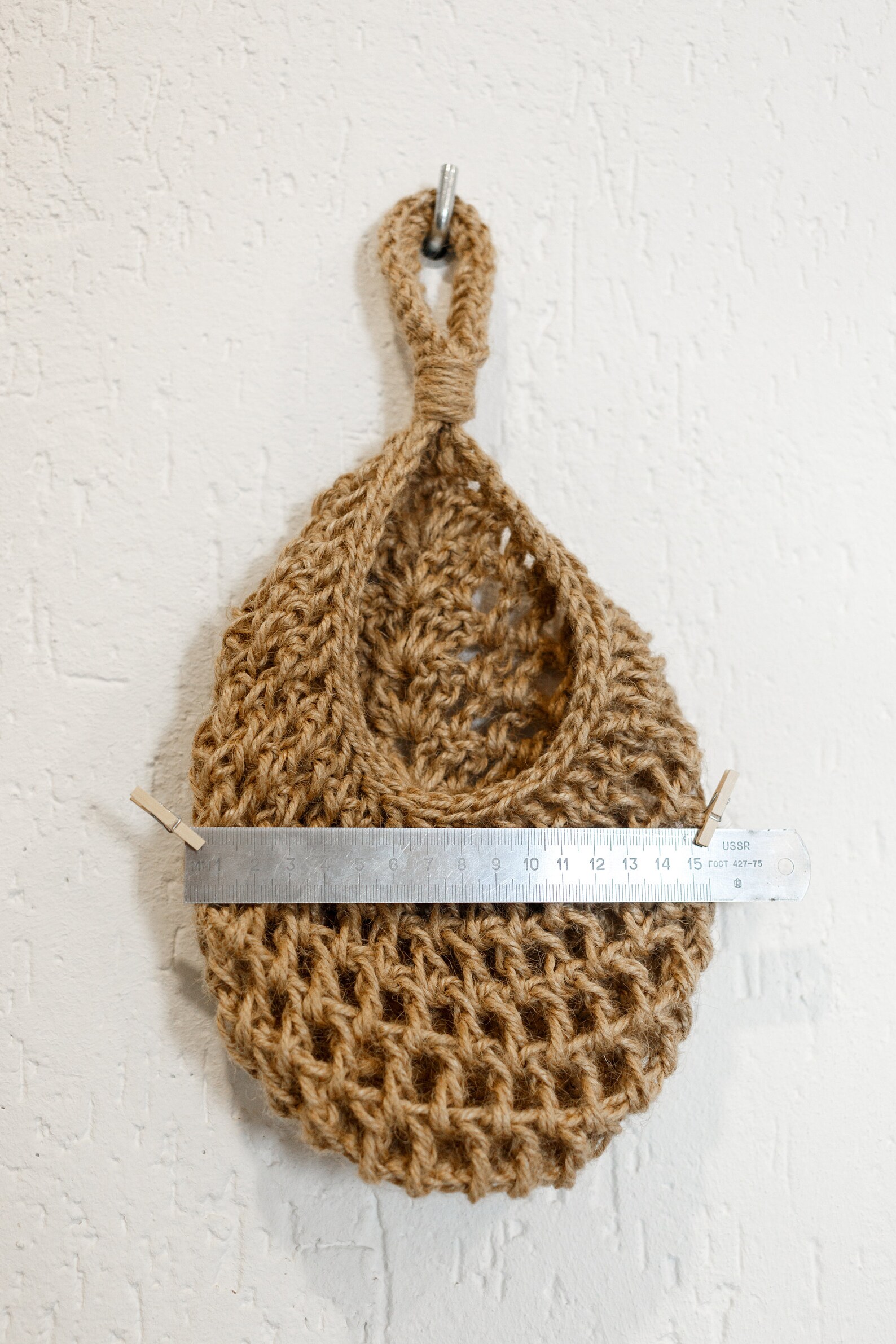 Vegetable basket hanging Basket jute. Teardrop basket Crochet Etsy